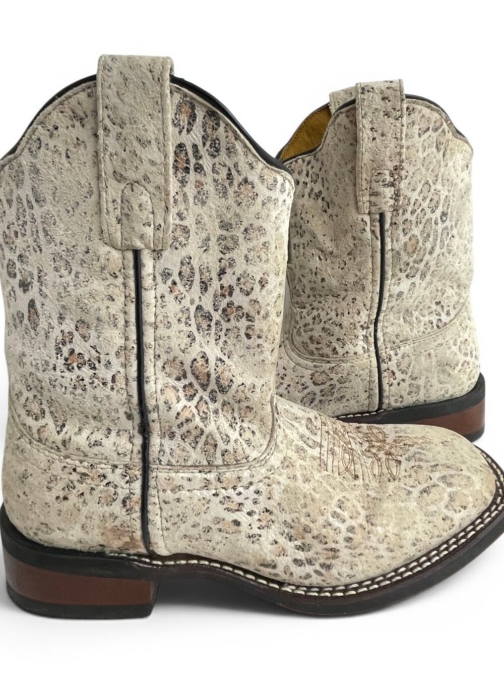 Laredo Leopard Print Leather Western Cowgirl Square Toe Cowboy Boots Women's 6 M